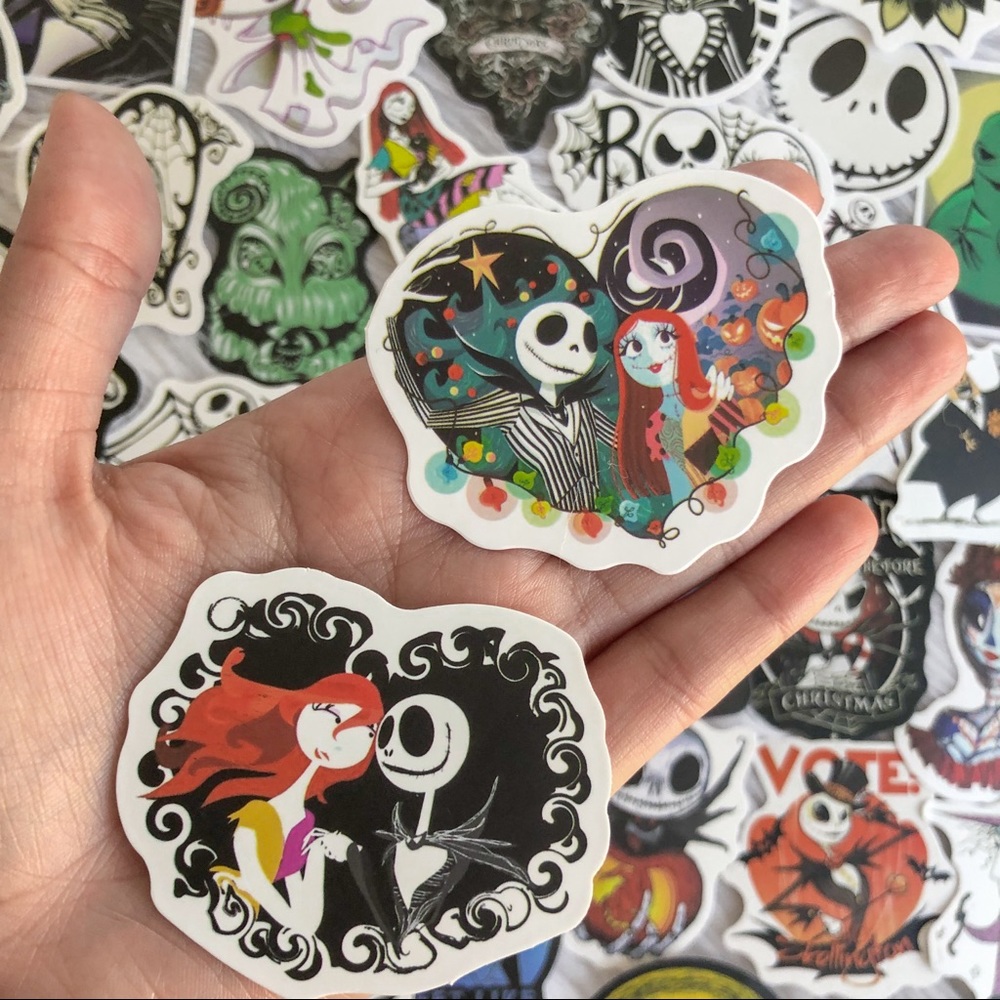 25 random Tim Burton The Nightmare Before Christmas stickers.